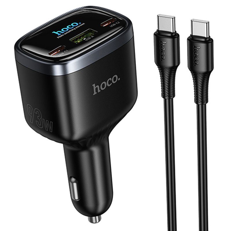 АЗП Hoco Z70 Speed PD45W+QC3.0 total 93W (1USB-A/2C) + кабель Type-C to Type-C Black