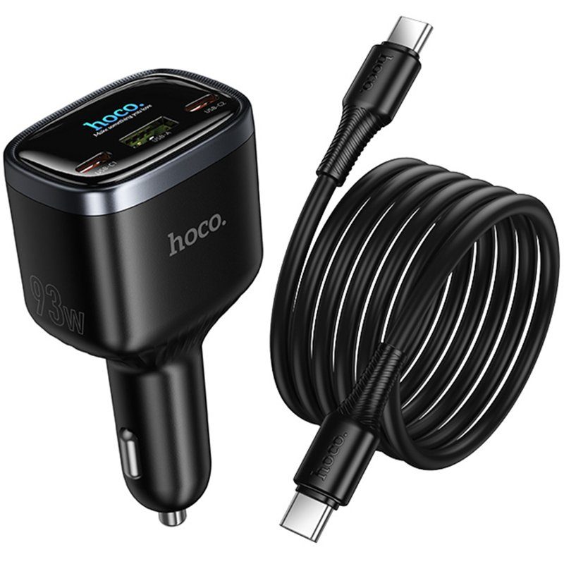 АЗП Hoco Z70 Speed PD45W+QC3.0 total 93W (1USB-A/2C) + кабель Type-C to Type-C Black 3