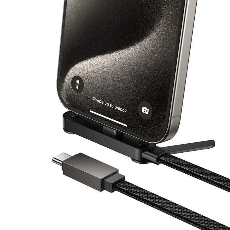 Дата кабель Hoco U150 Exquisite side plug and stand Type-C to Type-C 60W (1.2m) Black 6