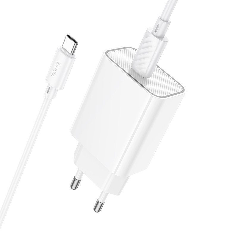 МЗП Hoco C143A Benefit PD20W (1USB-C) + кабель Type-C to Type-C White 6