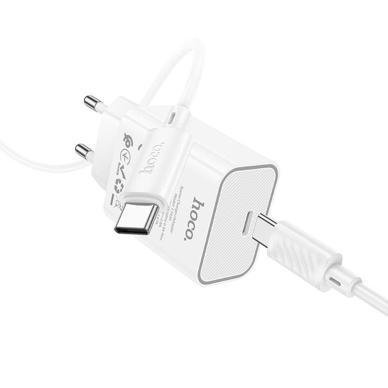 МЗП Hoco C143A Benefit PD20W (1USB-C) + кабель Type-C to Type-C White 5