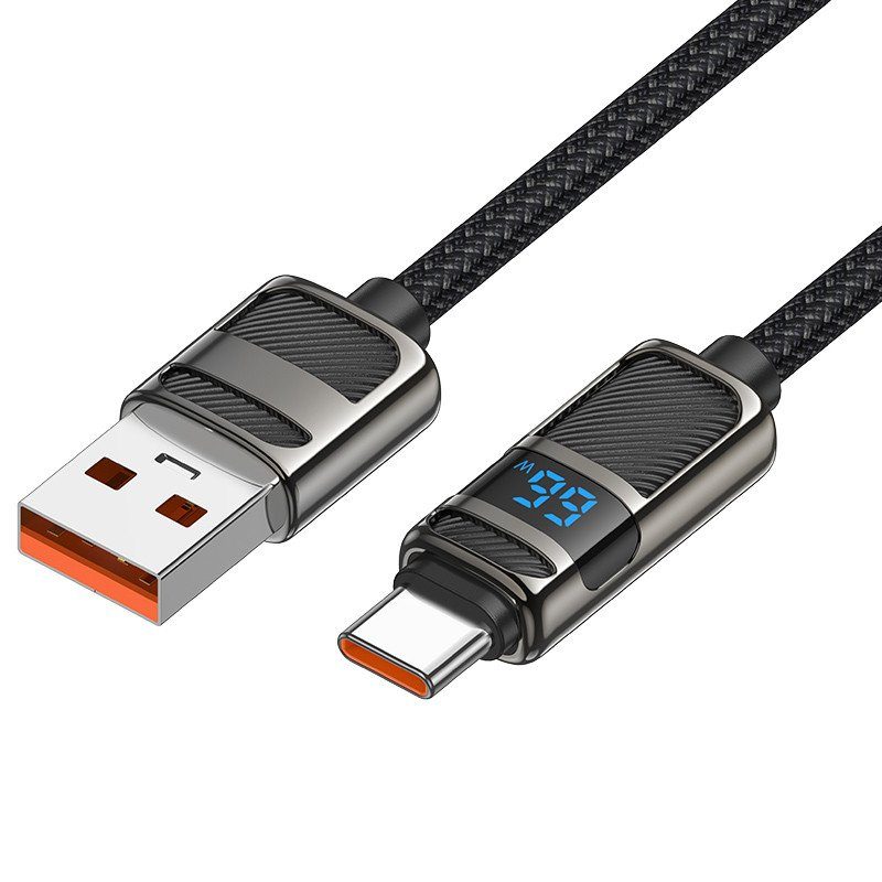Дата кабель Hoco U137 Line with display USB to Type-C 5A/66W (1.2m) Black 2