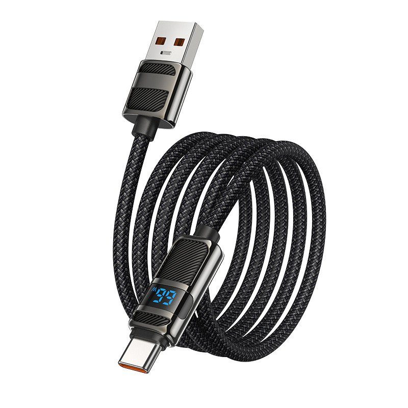 Дата кабель Hoco U137 Line with display USB to Type-C 5A/66W (1.2m) Black 5