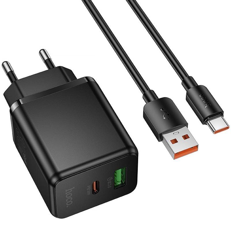 МЗП Hoco C157A Smart PD30W+QC3.0 (1USB-A/1C) + кабель USB to Type-C Black 3
