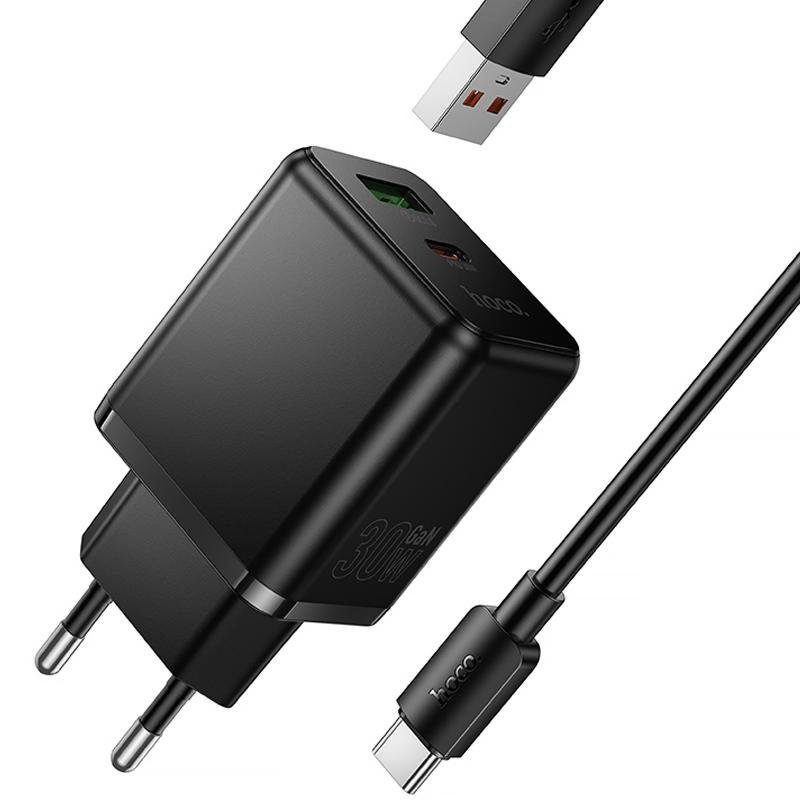 МЗП Hoco C157A Smart PD30W+QC3.0 (1USB-A/1C) + кабель USB to Type-C Black 4