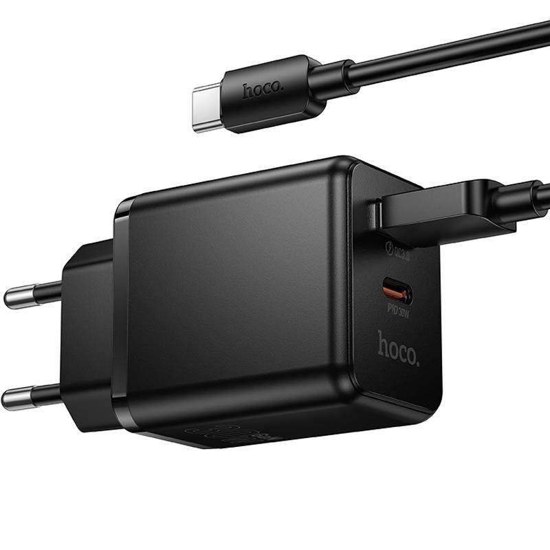 МЗП Hoco C157A Smart PD30W+QC3.0 (1USB-A/1C) + кабель USB to Type-C Black 6