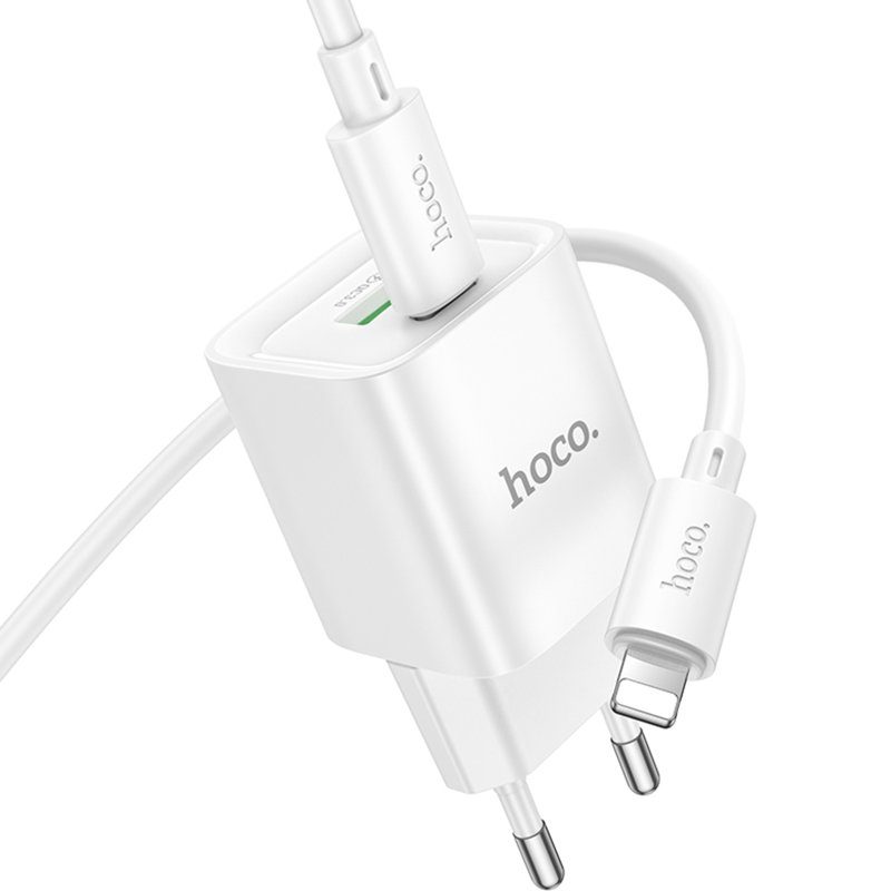 МЗП Hoco C147A PD20W+QC3.0 (1USB-A/1C) + кабель Type-C to Lightning White 5