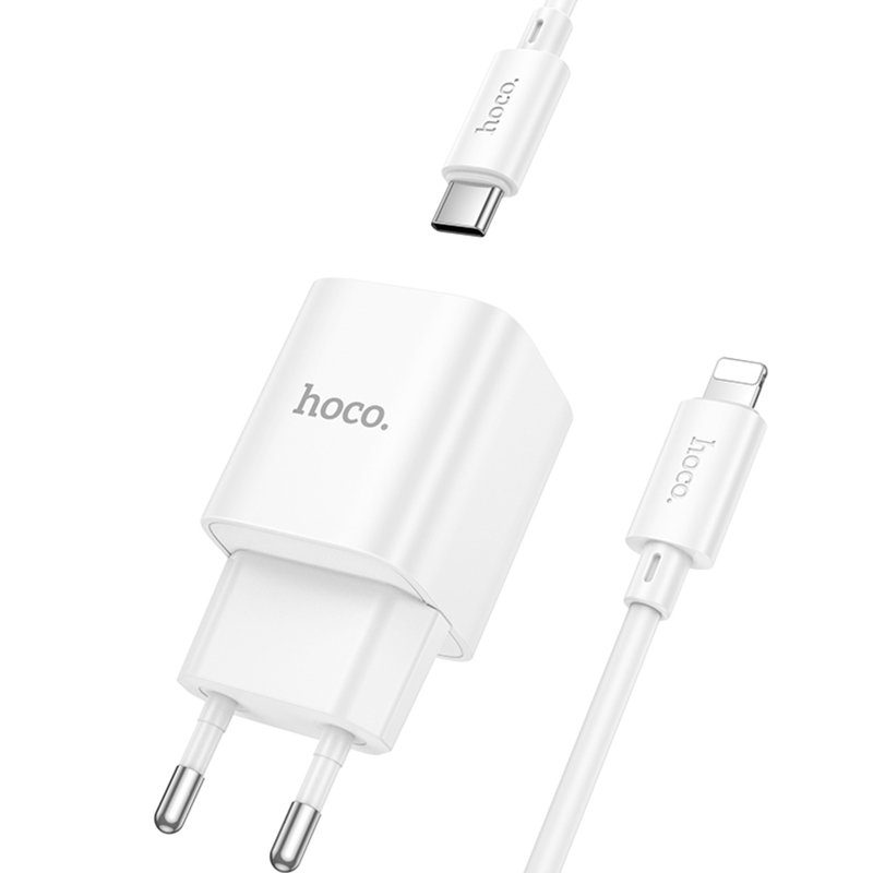 МЗП Hoco C147A PD20W+QC3.0 (1USB-A/1C) + кабель Type-C to Lightning White 6