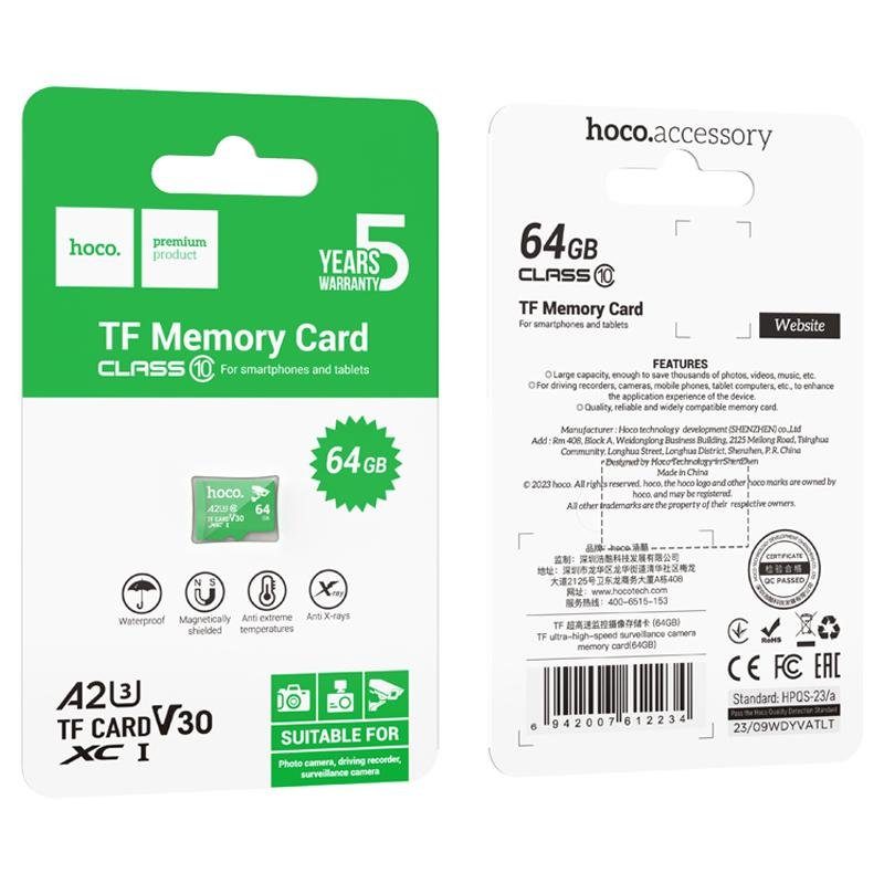 Карта пам'яті Hoco microSDXC Class 10 - 64GB (без адаптера) Green 3