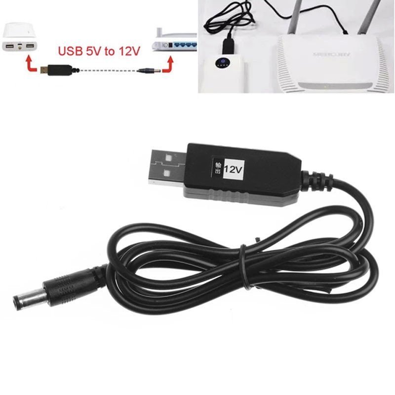 Кабель живлення для роутера/модема USB-DC 12V GEN 2 (з перетворювачем) Чорний 3