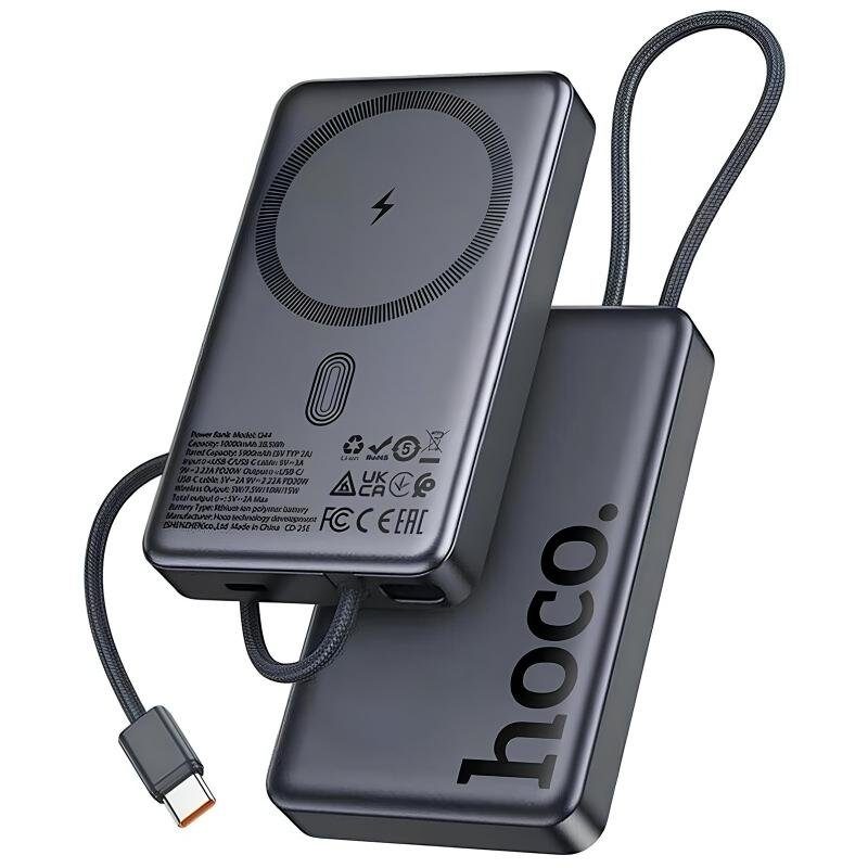 Портативний ЗП Power Bank Hoco Q44 Origen PD45W з БЗП with cable 10000 mAh Metal gray