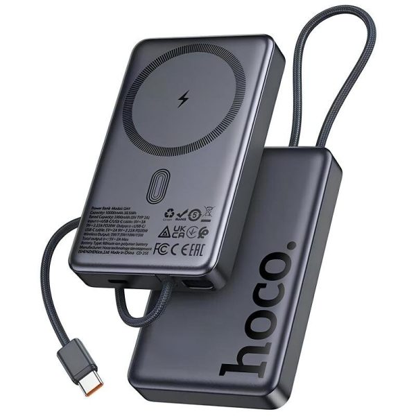 Портативний ЗП Power Bank Hoco Q44 Origen PD45W з БЗП with cable 10000 mAh Metal gray