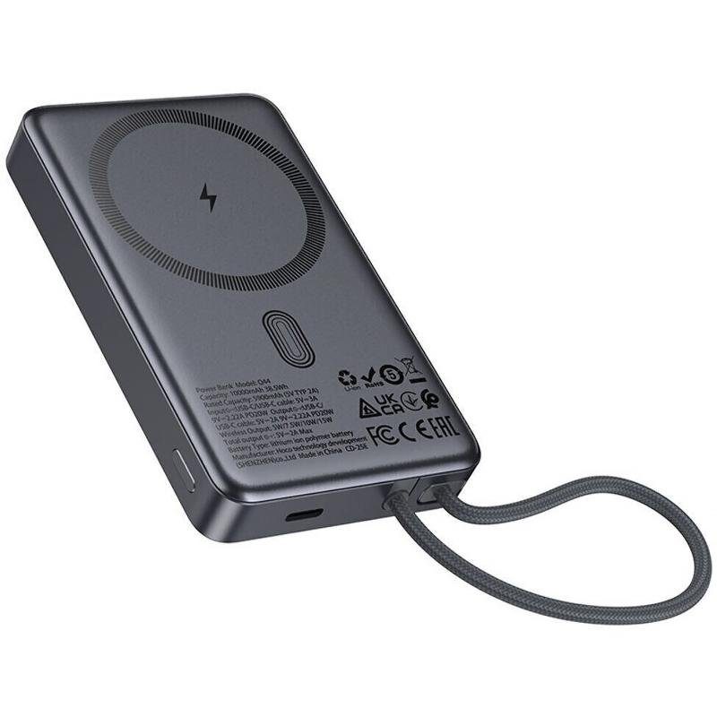 Портативний ЗП Power Bank Hoco Q44 Origen PD45W з БЗП with cable 10000 mAh Metal gray 4