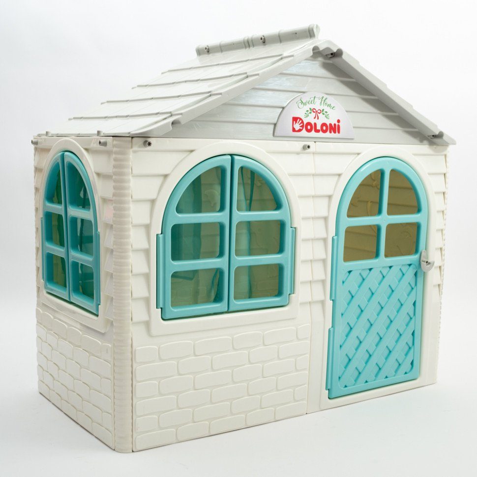 Ігровий Будиночок зі шторками Doloni Toys 02550/15 Біло-Бірюзовий 3