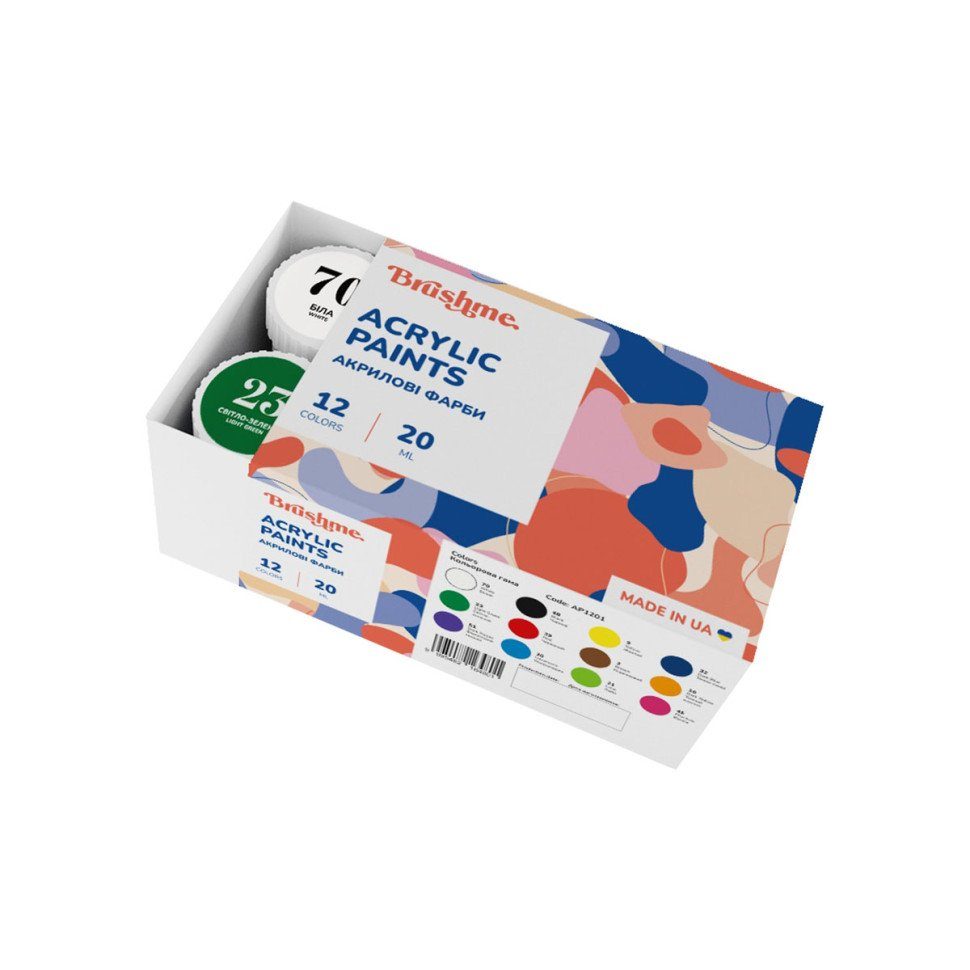 Акрилова фарба глянцева Набір 1201 Brushme AP1201, 12 цветов 2
