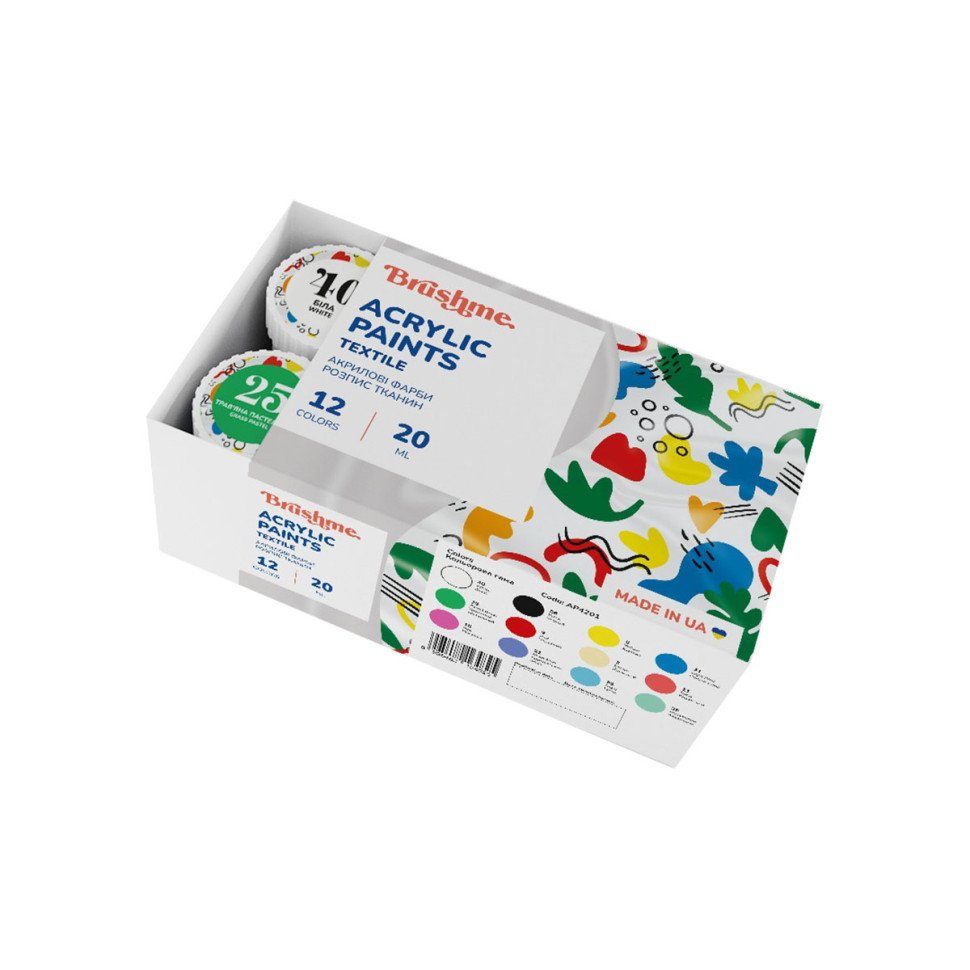 Акрилова фарба текстильна Набір 4201 Brushme AP4201, 12 кольорів 2