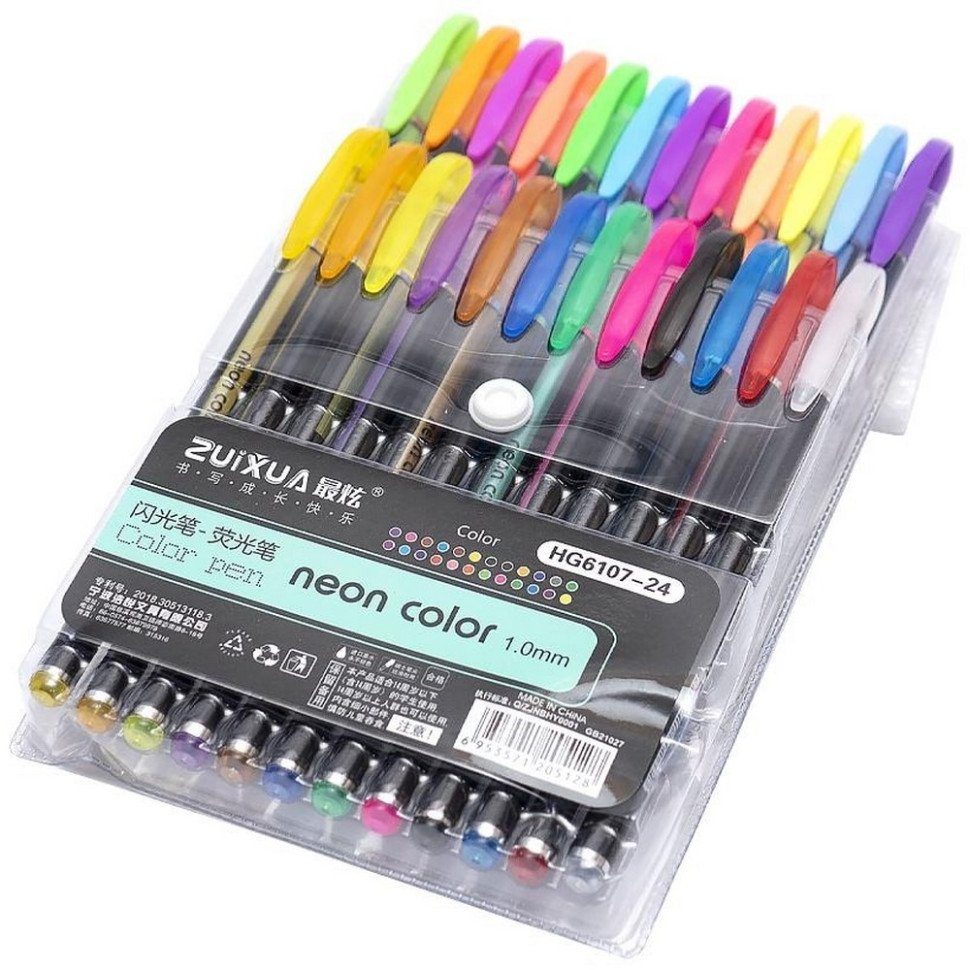 Набір гелевих ручок "Neon color" HG6107-24, 24 кольори 2