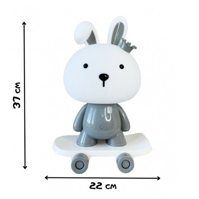 Нічник дитячий «Зайчик на скейті» MGZ-1407(Grey) живлення від USB 2