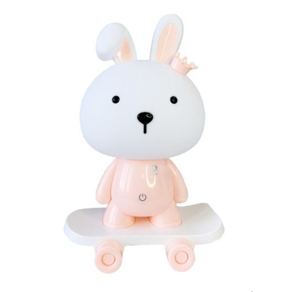 Нічник дитячий «Зайчик на скейті» MGZ-1407(Pink) живлення від USB