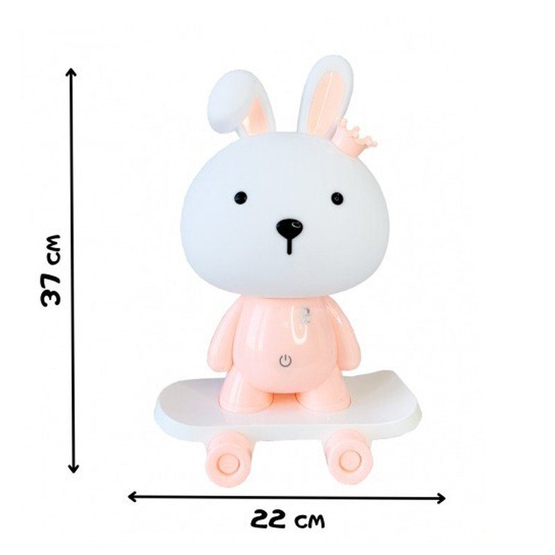 Нічник дитячий «Зайчик на скейті» MGZ-1407(Pink) живлення від USB 2