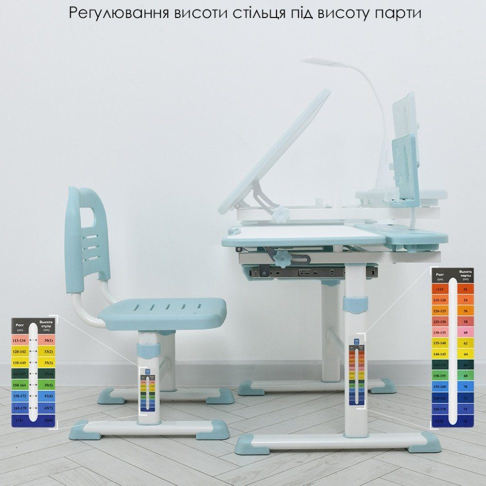 Дитяча Парта M 4428-12 блакитний, зі стільчиком 4
