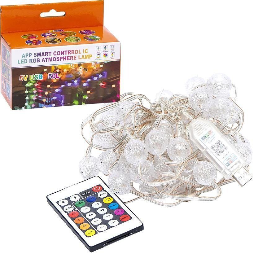 Гірлянда RGB з пультом "Кулька велика" D-52 Smart, USB 50L 5 метрів, змінює колір 3