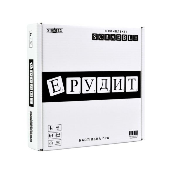 Настільна гра "Ерудит чорно-білий" 30640 ігрове поле, набір букв