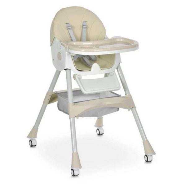 Стільчик для годування M 6302 Beige складний, 5-ти точкові ремені