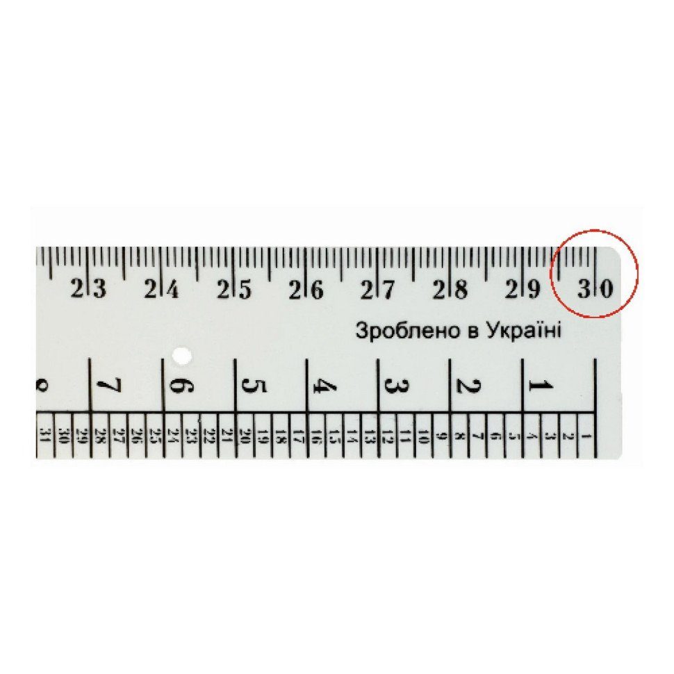 Лінійка Закрійника AS-0609, К-9050 колір білий, пластикова, 30 см 2