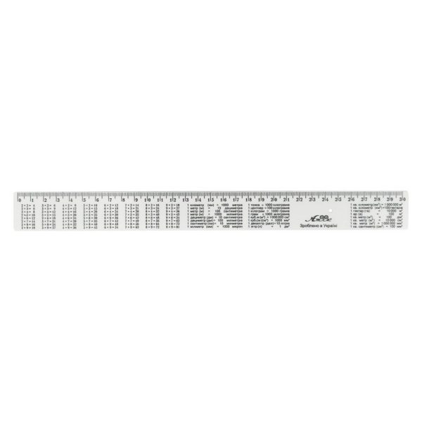 Лінійка з табличкою множення AS-0612, К-9052 білий, пластикова, 30 см