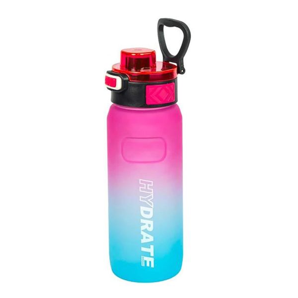 Пляшка для води 2501-SP(Pink-Blue) з поїльником та кнопкою, 800 мл