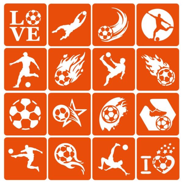 Набір трафаретів для біотату "Футбол" (football-simple-16) 16 шт, 6х6 см