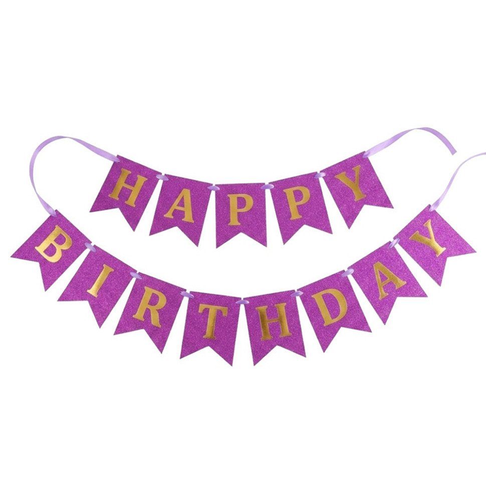 Гірлянда з прапорцями "Happy Birthday" MK 5955(Black) чорна 2