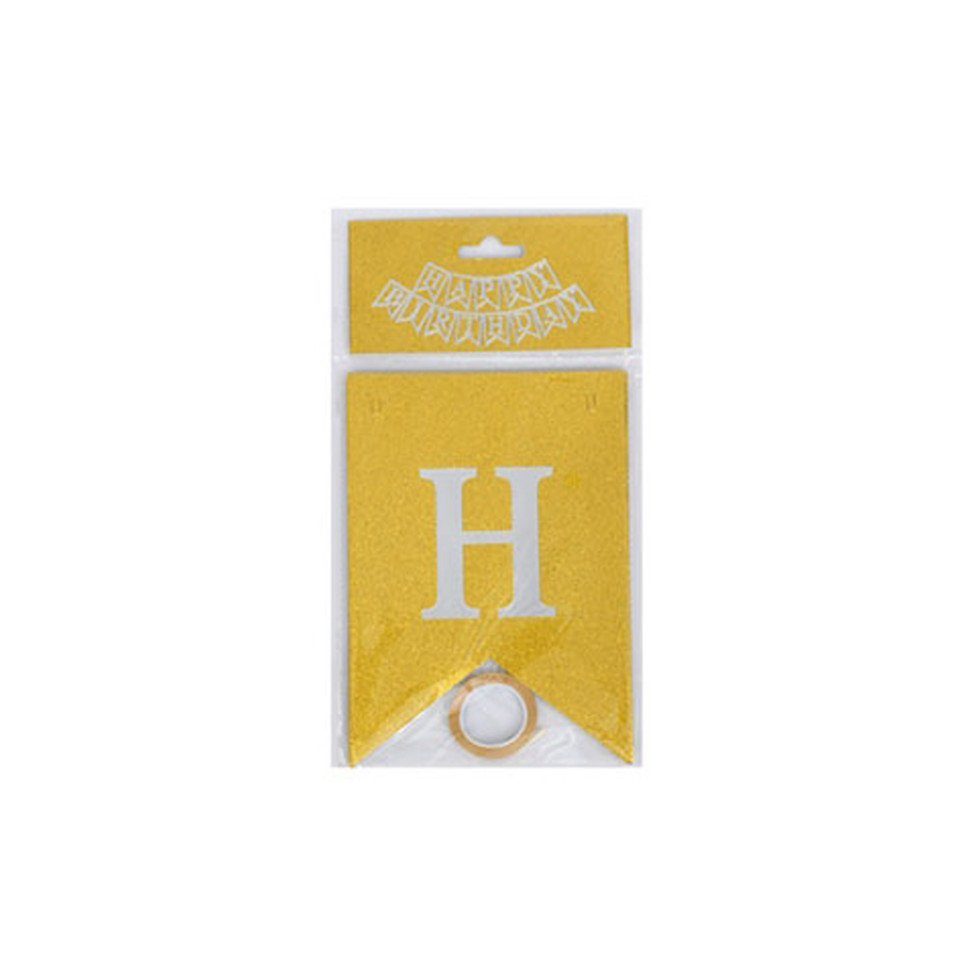 Гірлянда з прапорцями "Happy Birthday" MK 5955 (Gold) золота