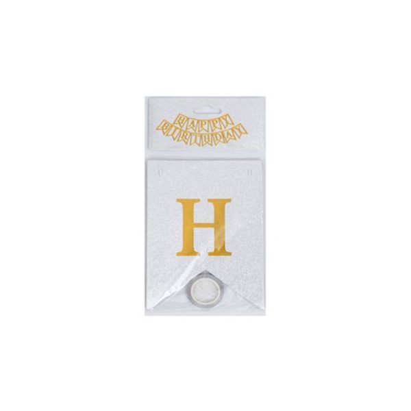 Гірлянда з прапорцями "Happy Birthday" MK 5955(White) біла