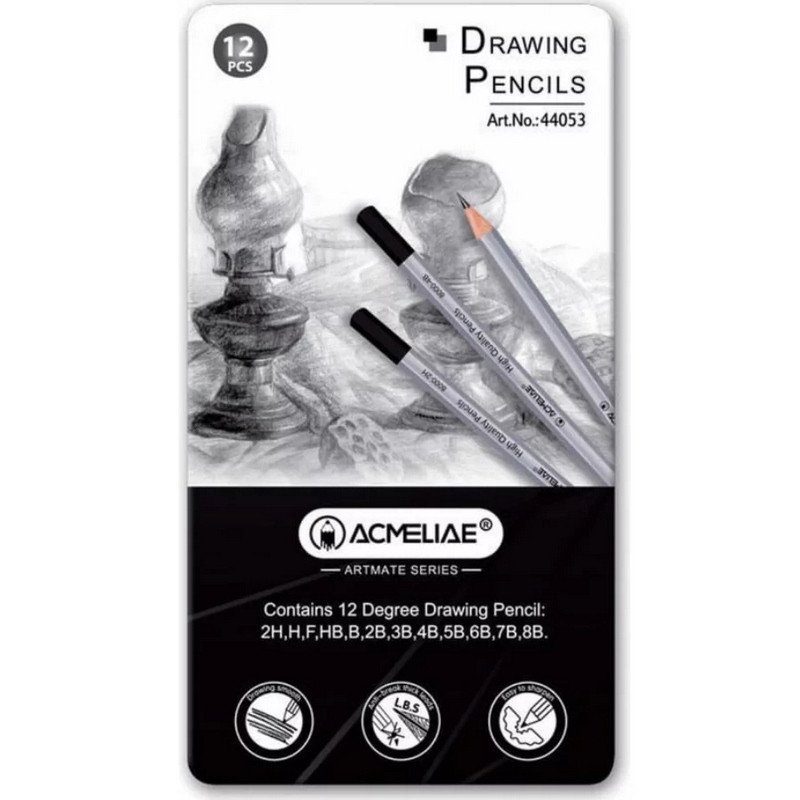 Набір олівців "Drawing pencils" Acmeliae 44053, 12 видів 3