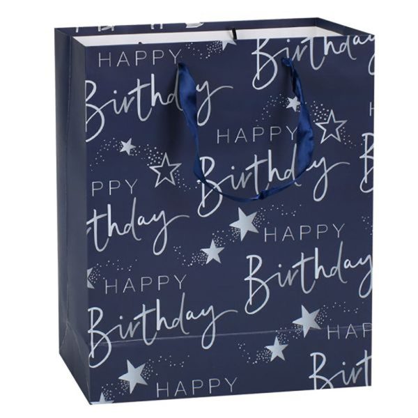 Пакет подарунковий Happy Birthday MK 5947-M(Blue) розмір 32х25х11 см