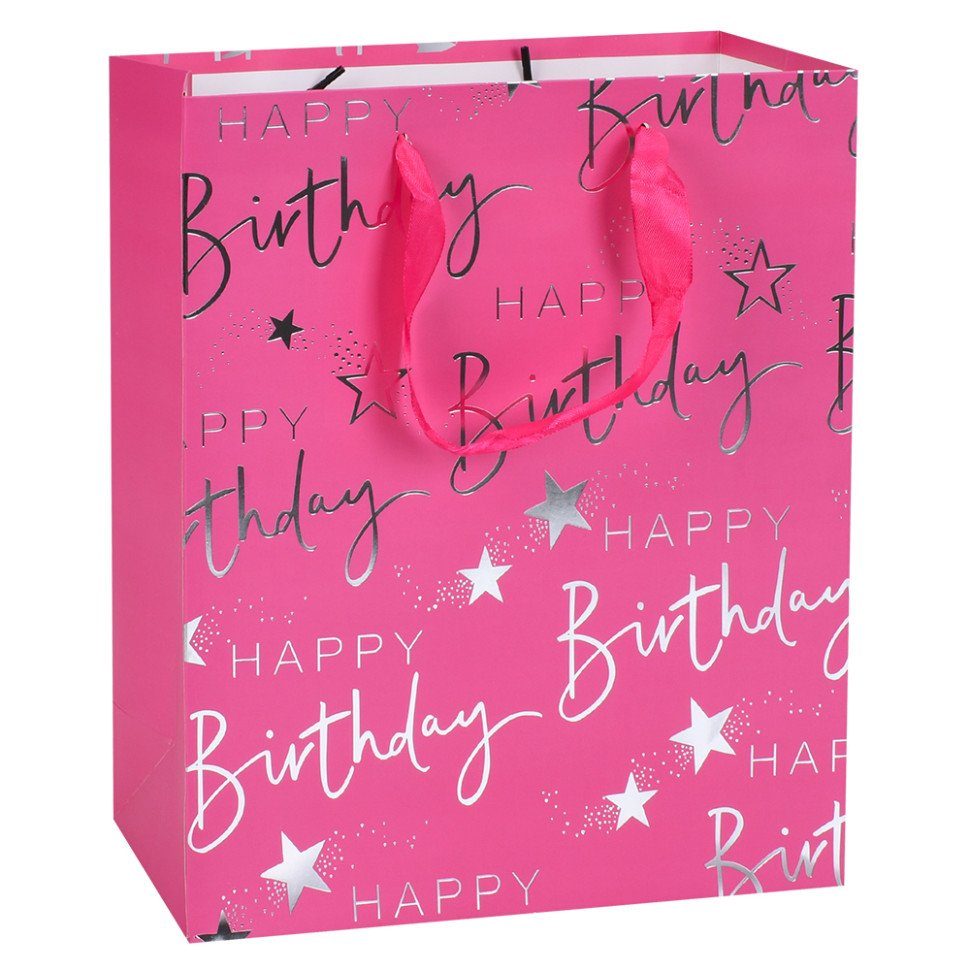 Пакет подарунковий Happy Birthday MK 5947-M(Pink) розмір 32х25х11 см