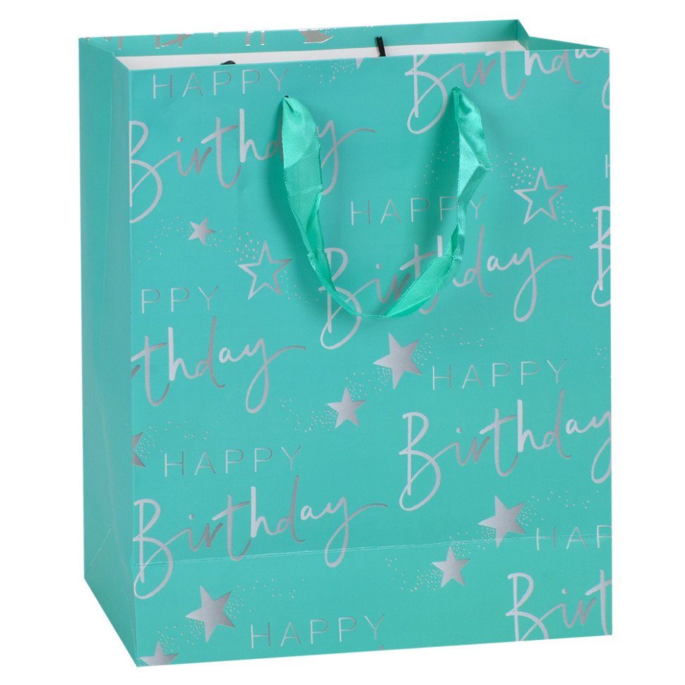 Пакет подарунковий Happy Birthday MK 5947-M(Turquoise) розмір 32х25х11 см