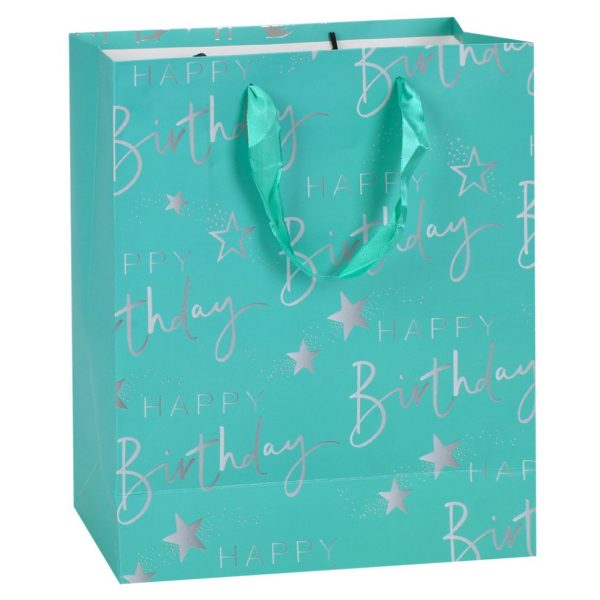 Пакет подарунковий Happy Birthday MK 5947-M(Turquoise) розмір 32х25х11 см
