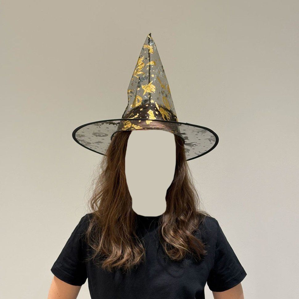 Капелюх відьми/чаклуна для свята Хелловін MK 6020(Black) чорний 39 см 2