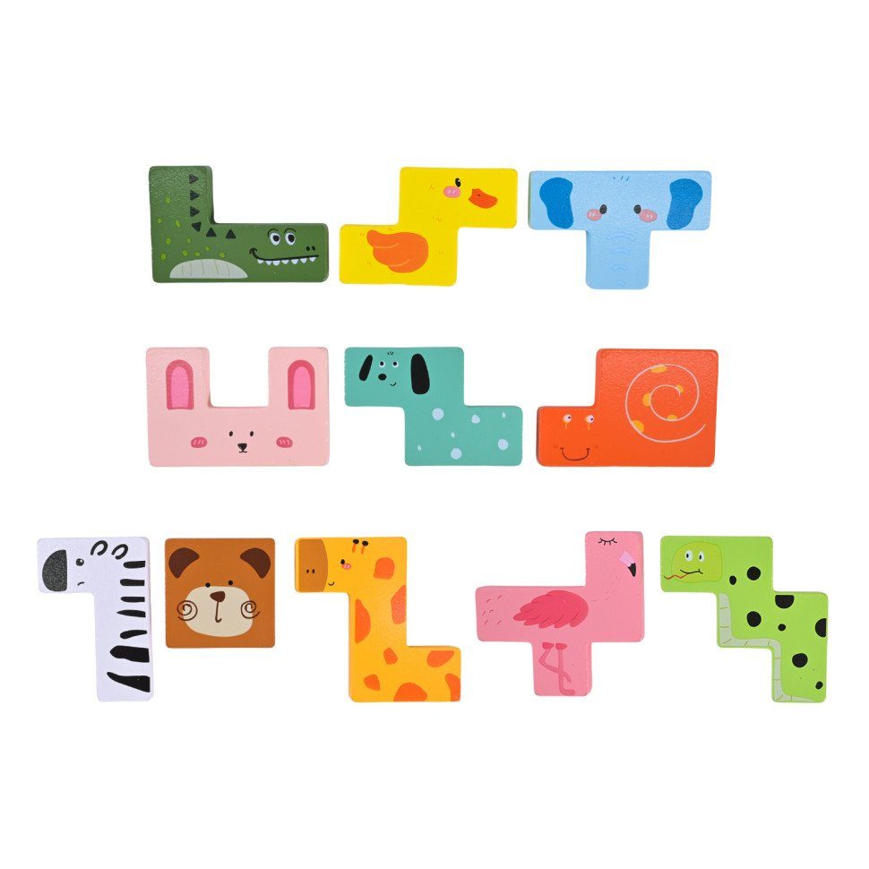 Деревянная логическая гра Animal Tetris C9405 с заданиями, 11 фігурок тварин 4