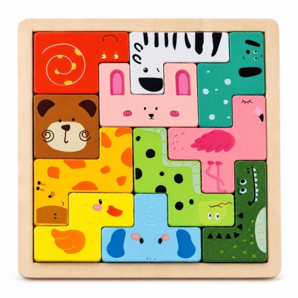 Деревянная логическая гра Animal Tetris C9405 с заданиями, 11 фігурок тварин