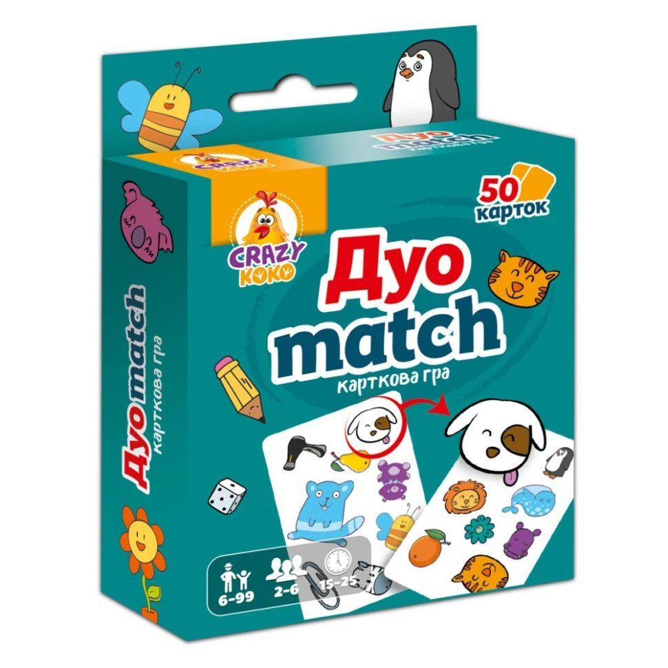 Карткова гра "Дуо Match" VT5904-03 кількість карток 50 шт