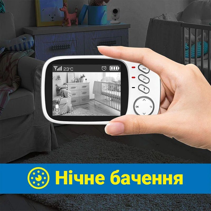 Відеоняня зі зворотним зв'язком бездротова Baby Monitor VB603, HD720P, 3,2" 10