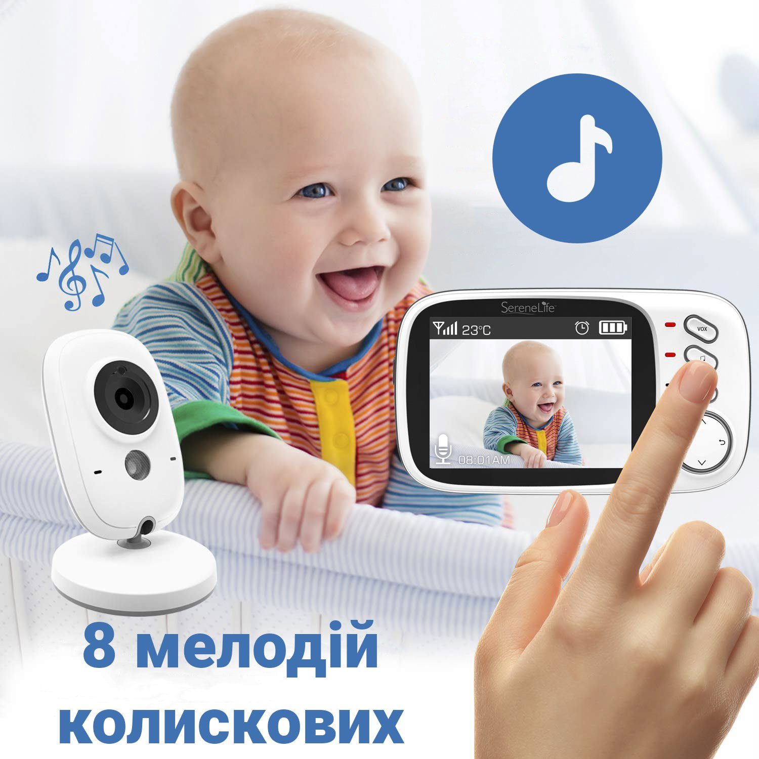 Відеоняня зі зворотним зв'язком бездротова Baby Monitor VB603, HD720P, 3,2" 9