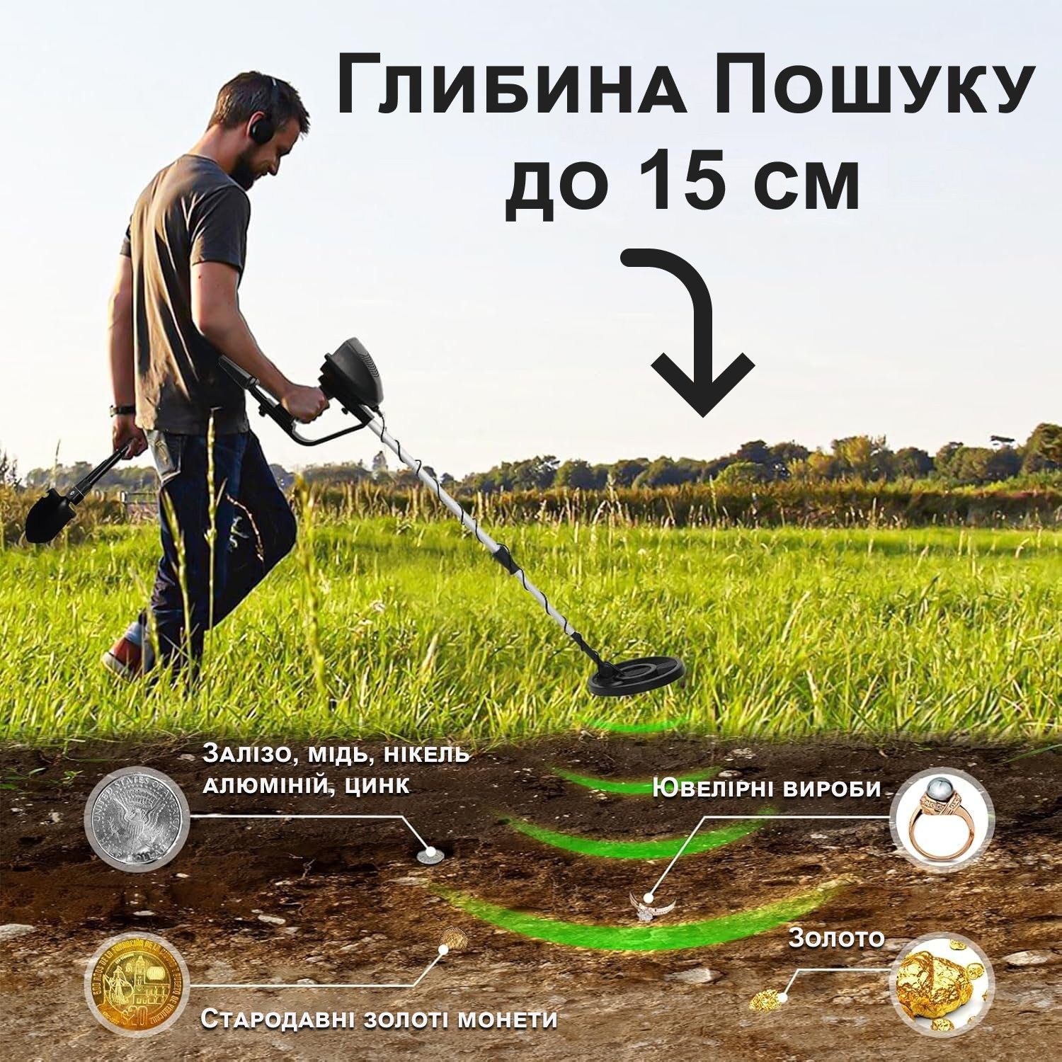 Ґрунтовий металошукач Kkmoon MD4030, металодетектор для новачків 8