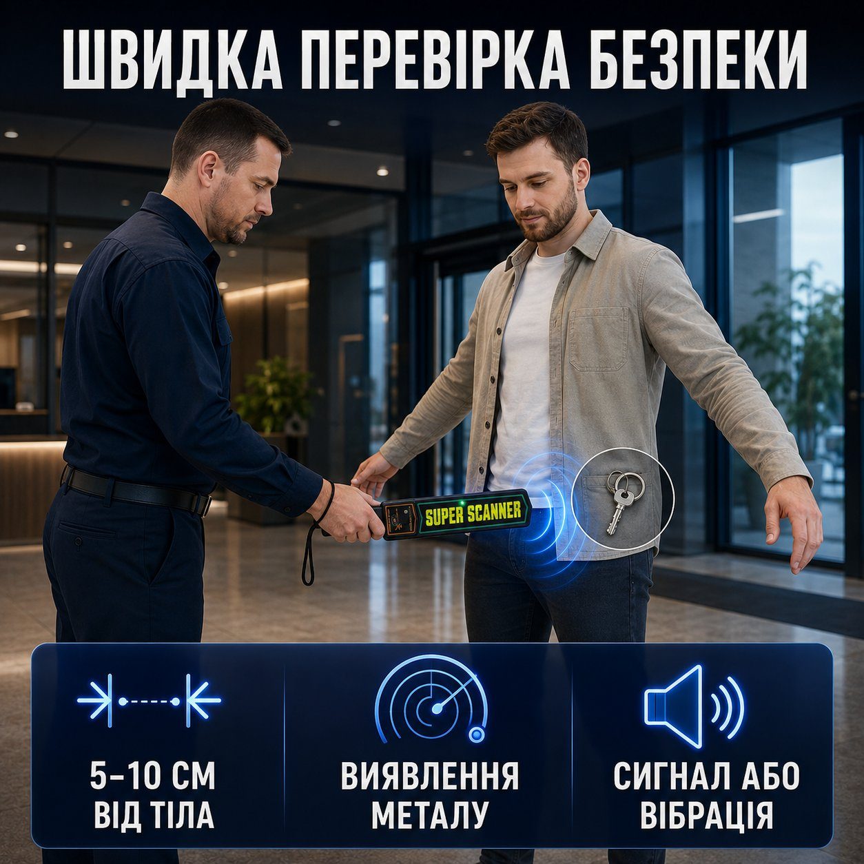 Ручний металодетектор Super Scanner MD3003B1 доглядових металошукач 5