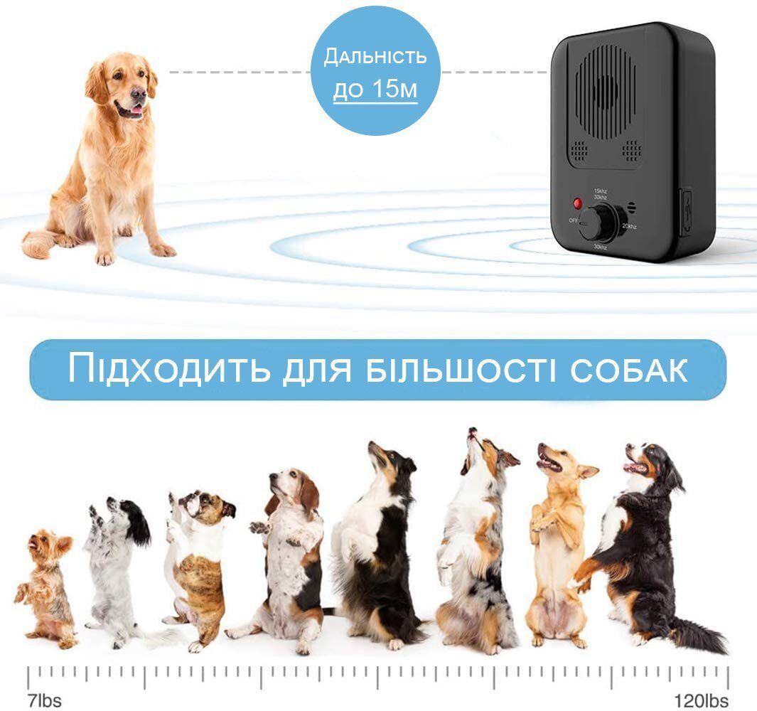Ультразвуковий стаціонарний антигавкіт для собак iPets BK-4, з датчиком гавкіту ,до 15м, чорний 5