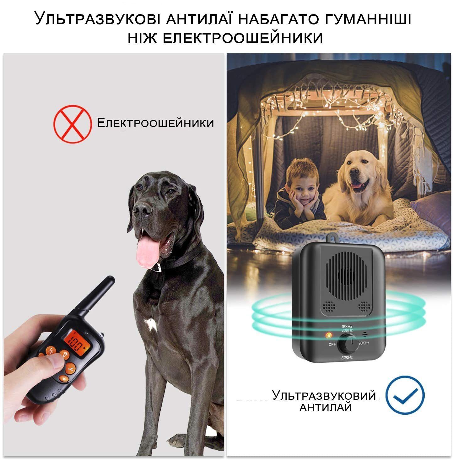 Ультразвуковий стаціонарний антигавкіт для собак iPets BK-4, з датчиком гавкіту ,до 15м, чорний 6